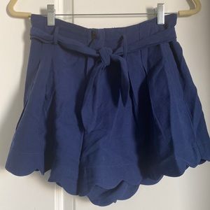 Blue High Rise Shorts Linen Blend - Size S